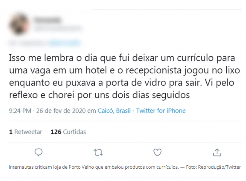 Internautas criticam loja de Porto Velho que embalou produtos com curr&Atilde;Â­culos. &acirc;ÂÂ Foto: Reprodu&Atilde;Â§&Atilde;&pound;o/Twitter (Foto: G1 RO)