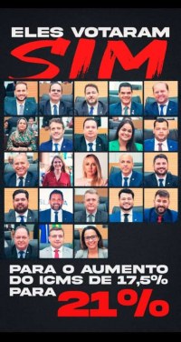DEPUTADOS ESTADUAIS APROVAM AUMENTO NA AL&Iacute;QUOTA DO ICMS DE 17,5% PARA 21% - Foto: ASSESSORIA