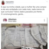 LOJA USA CURR&Iacute;CULOS DE CANDIDATOS PARA EMBALAR PRODUTOS DE CLIENTES E GERA REVOLTA EM INTERNAUTAS - Foto: G1 RO