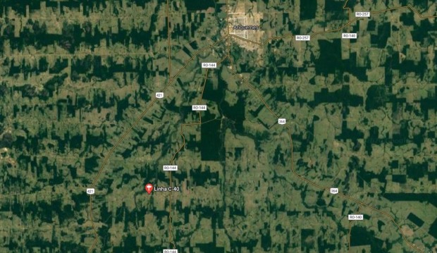 Fazenda fica localizada na Linha C-40 em Ariquemes onde fam&iacute;lia foi feita ref&eacute;m. ? Foto: Reprodu&ccedil;&atilde;o/Google Maps (Foto: Por G1 RO Porto Velho)