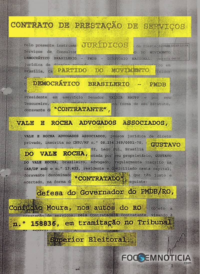 DEFESA DE CONF&Uacute;CIO MOURA EM PROCESSO DE CASSA&Ccedil;&Atilde;O FOI PAGA PELO FUNDO PARTID&Aacute;RIO DO PMDB