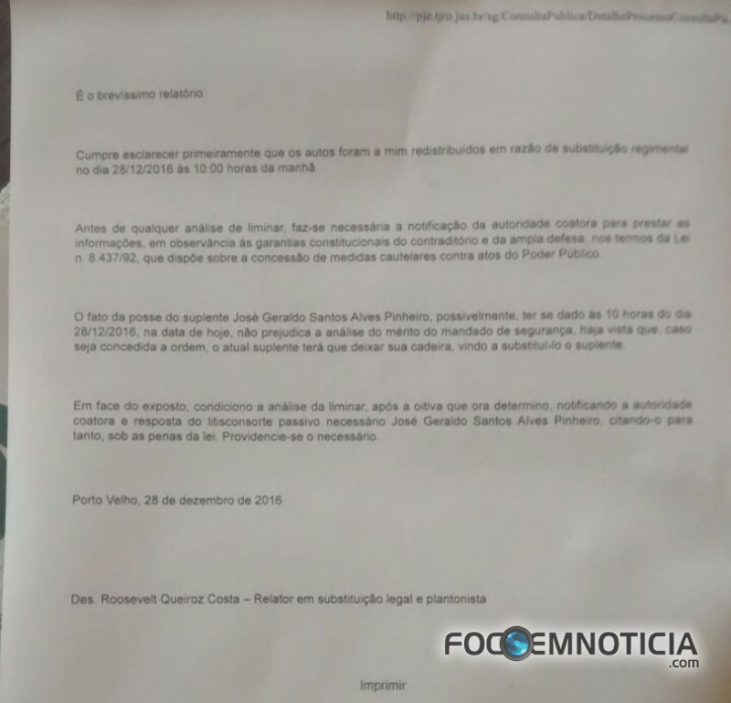 SUPLENTE REIVINDICA VAGA E DESEMBARGADOR QUER POSI&Ccedil;&Atilde;O DA ALE  POR TER EMPOSSADO GERALDO DA ROND&Ocirc;NIA