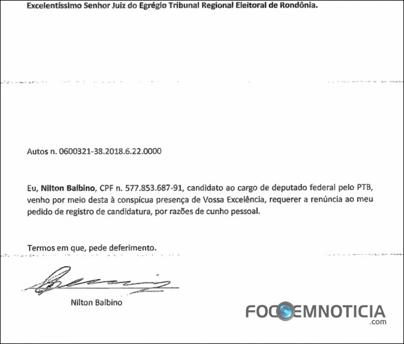 DEPUTADO FEDERAL NILTON CAPIXABA RENUNCIA CANDIDATURA A REELEI&Ccedil;&Atilde;O
