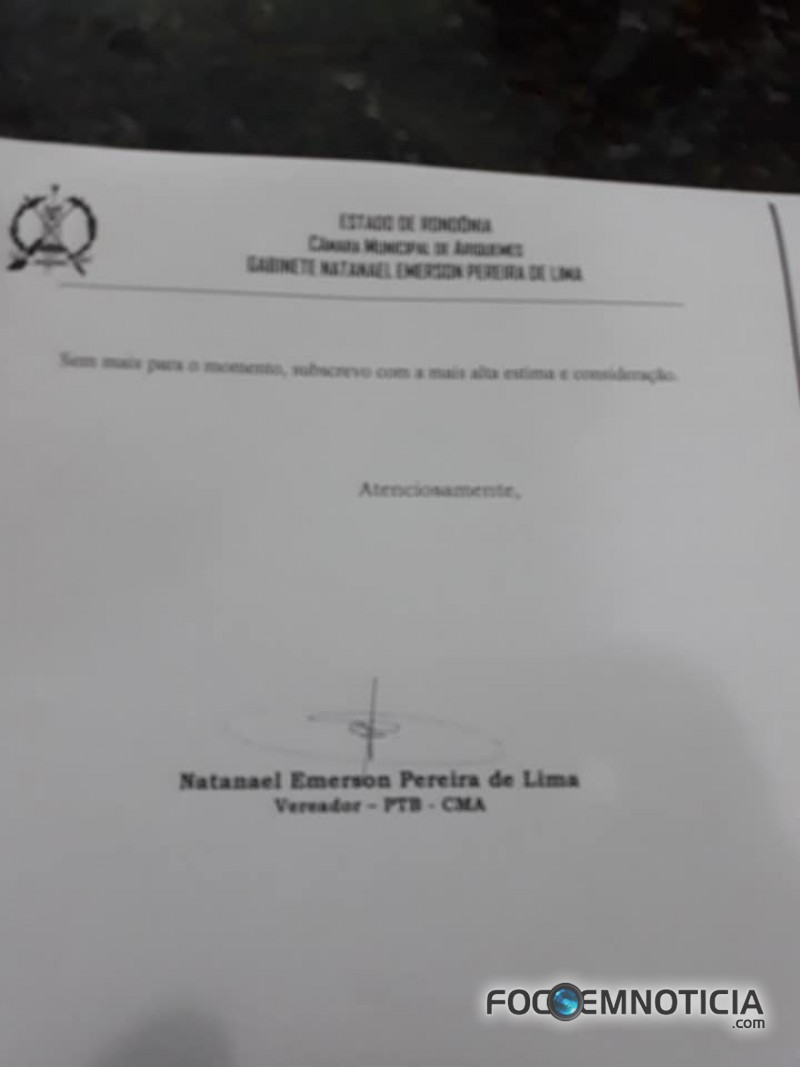 VEREADOR NATAN PEDE PARA O EXECUTIVO QUE SEJAM ASFALTADA AS RUAS DO SETOR INDUSTRIAL EM ARIQUEMES