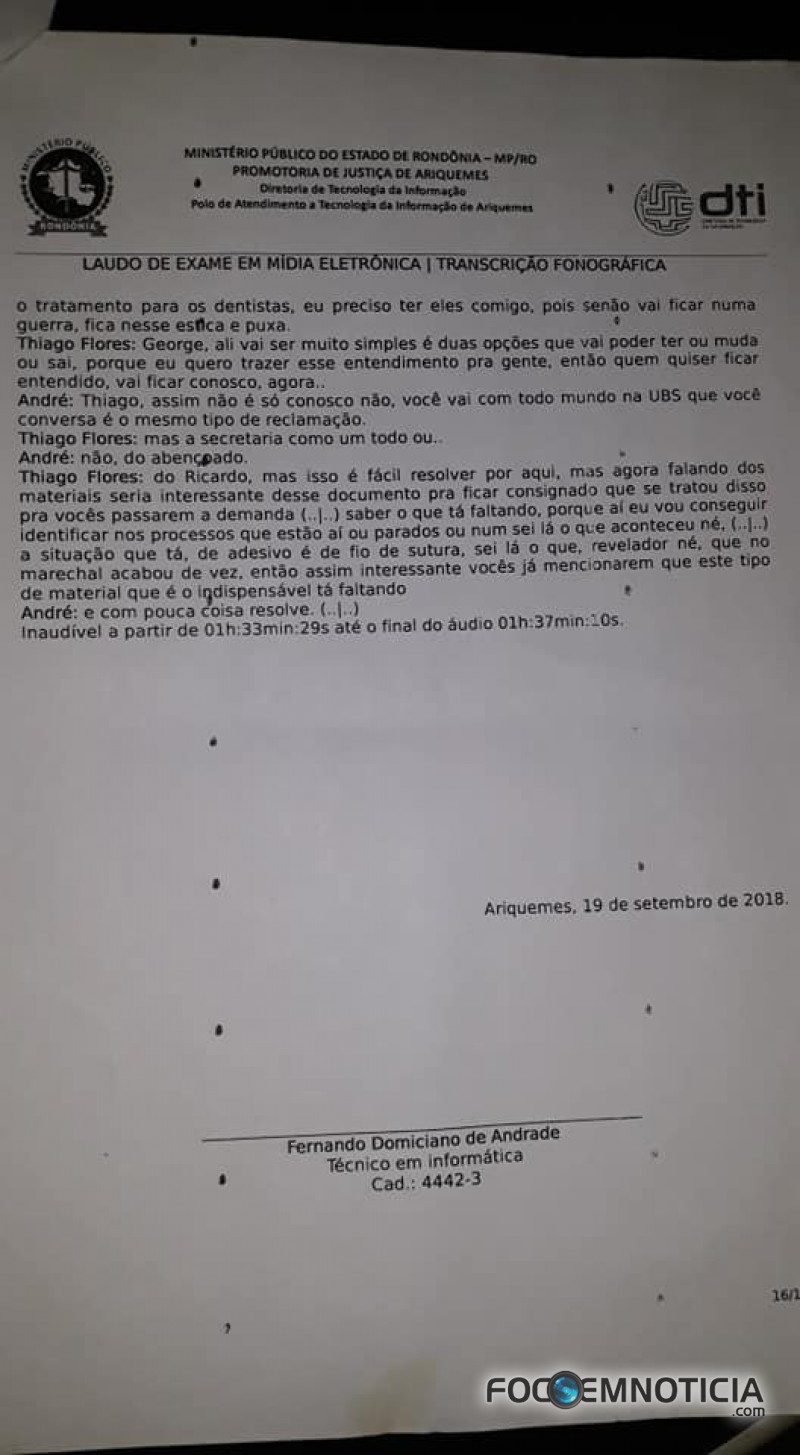 MP REVELA "REUNI&Atilde;O SECRETA" QUE ACONTECEU ENTRE PREFEITO E DENTISTAS EM ARIQUEMES, LEIA NA &Iacute;NTEGRA