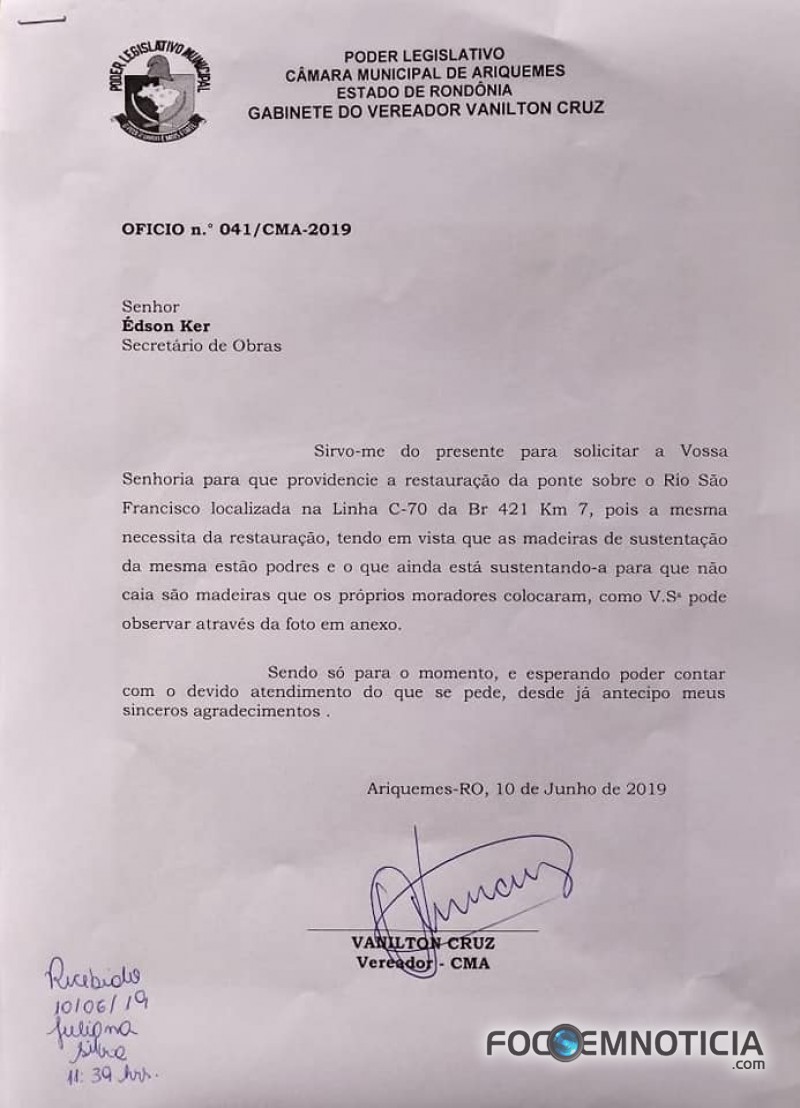 TRINTA DIAS AP&Oacute;S MOSTRAR SITUA&Ccedil;&Atilde;O PREC&Aacute;RIA PONTE E RECUPERADA A PEDIDO DO VEREADOR VANILTON CRUZ