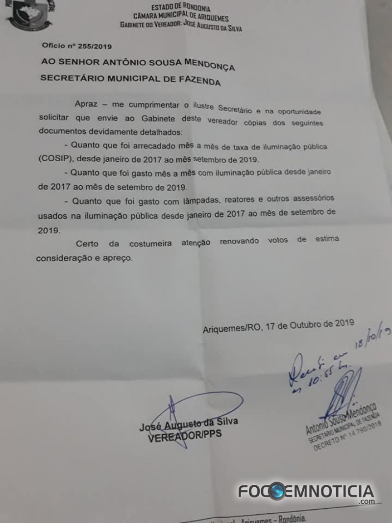 PREFEITURA N&Atilde;O APRESENTA PROCESSOS COMO GASTOU MAIS DE 10 MILH&Otilde;ES COM ILUMINA&Ccedil;&Atilde;O P&Uacute;BLICA EM ARIQUEME
