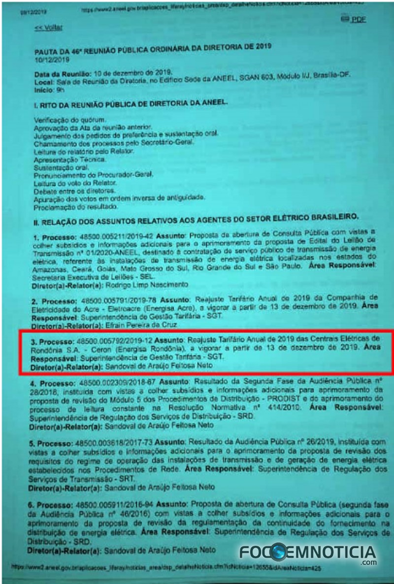 ANEEL VOTA NESTA TER&Ccedil;A - FEIRA NOVO AUMENTO NA TARIFA DE ENERGIA PARA ROND&Ocirc;NIA