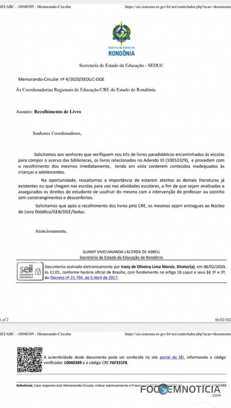 CENSURA: GOVERNADOR MANDA RECOLHER MACUNA&Iacute;MA E MAIS 42 LIVROS DEPOIS RECUA DA DECIS&Atilde;O