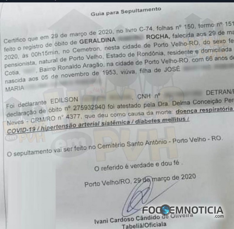 QUAL A VERDADE: M&Eacute;DICA ATESTA EM LAUDO E DEPUTADO QUER ESPERAR CAUSA MORTE POR CORONAV&Iacute;RUS
