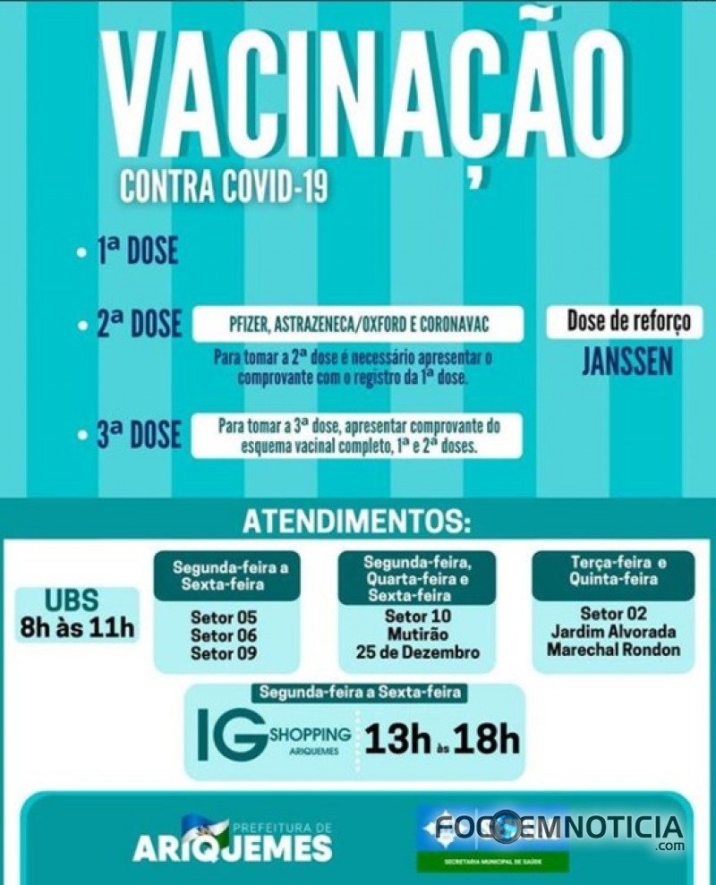 UBS E PONTOS  ALTERNATIVOS CONTINUAM COM VACINA&Ccedil;&Atilde;O CONTRA O CORONAV&Iacute;RUS EM ARIQUEMES