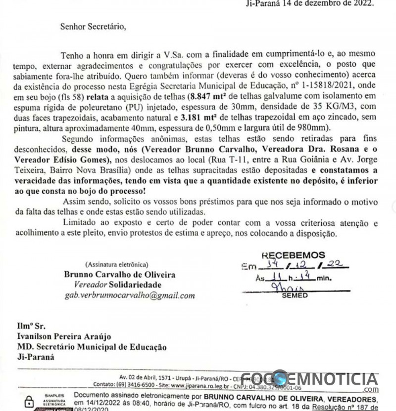 VEREADORES DENUNCIAM DESVIOS NA SECRETARIA DE EDUCA&Ccedil;&Atilde;O, SECRET&Aacute;RIO MANDA APURAR E &Eacute; EXONERADO