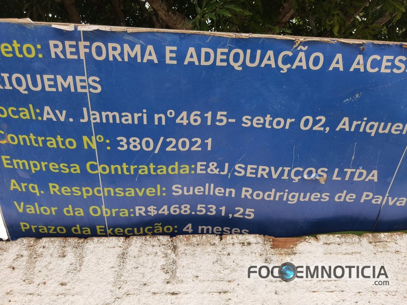 ESTRANHO: REFORMA N&Atilde;O CONSEGUE TERMINAR E CUSTAR&Aacute; MAIS DE MEIO MILH&Atilde;O A PREFEITURA DE ARIQUEMES