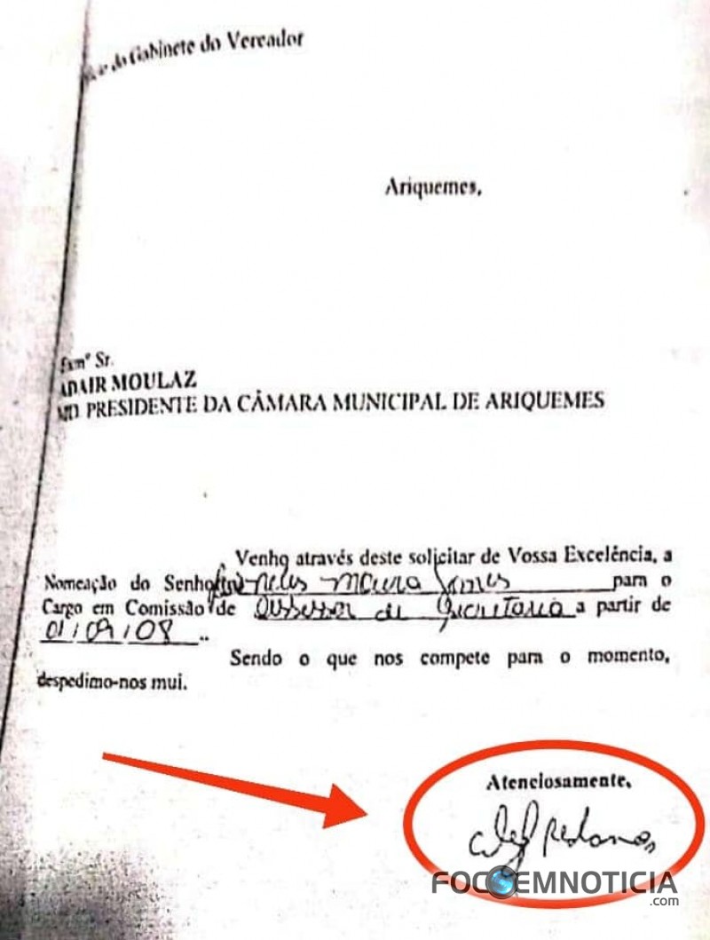 EU RECEBIA DA C&Acirc;MARA EM ARIQUEMES E N&Atilde;O SABIA, DENUNCIA FOI FEITA E POL&Iacute;CIA INVESTIGA O CASO