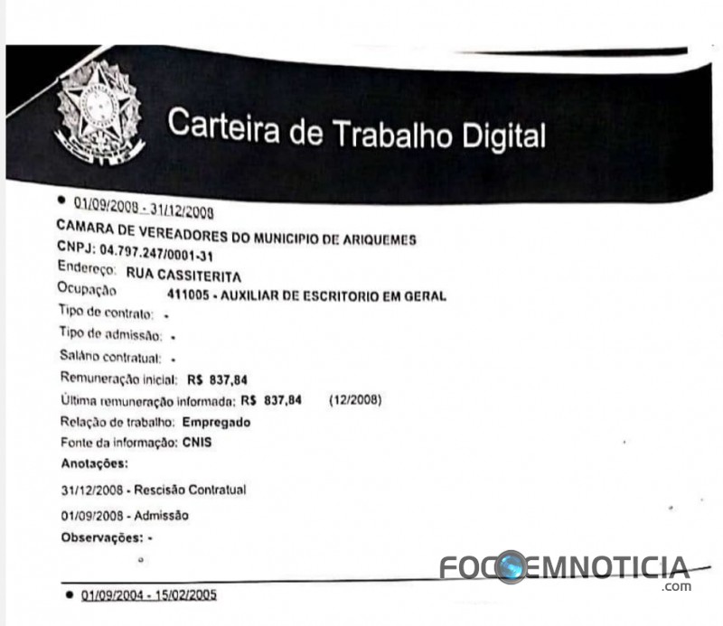 EU RECEBIA DA C&Acirc;MARA EM ARIQUEMES E N&Atilde;O SABIA, DENUNCIA FOI FEITA E POL&Iacute;CIA INVESTIGA O CASO