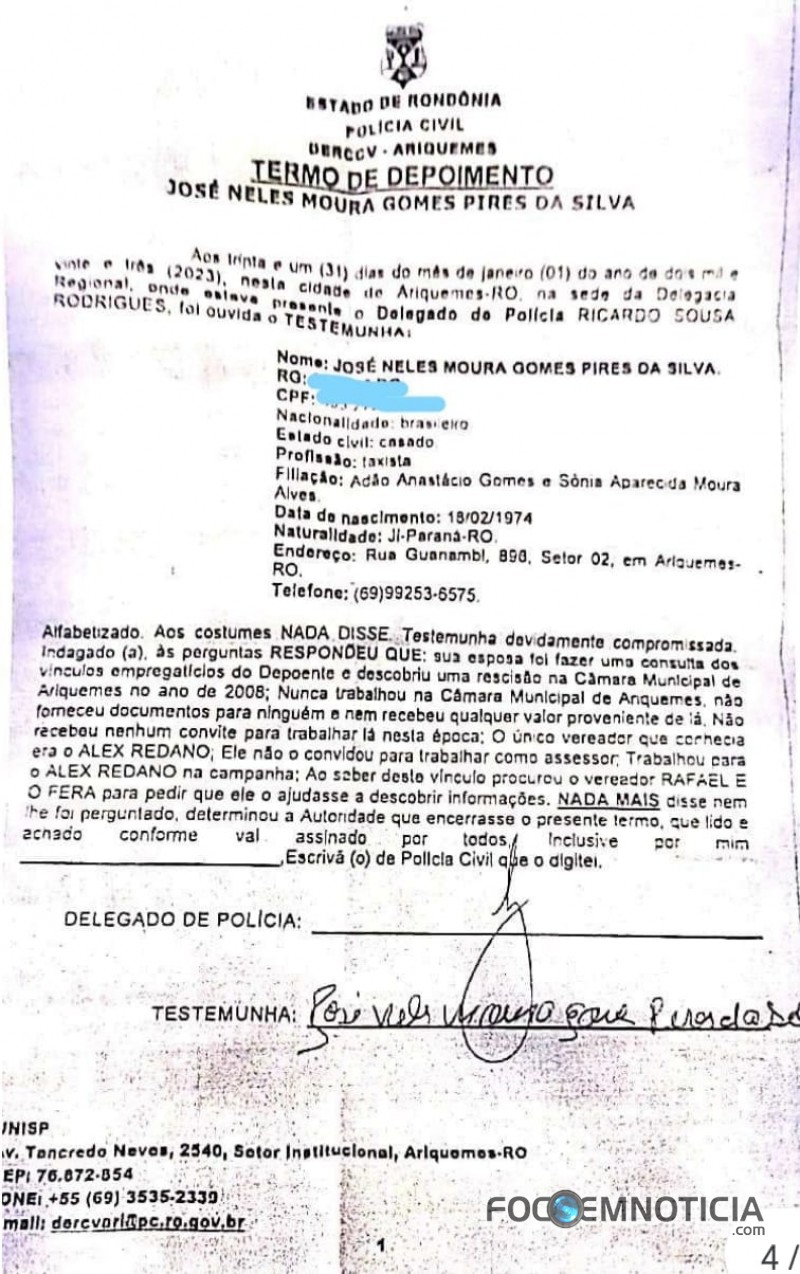 EU RECEBIA DA C&Acirc;MARA EM ARIQUEMES E N&Atilde;O SABIA, DENUNCIA FOI FEITA E POL&Iacute;CIA INVESTIGA O CASO