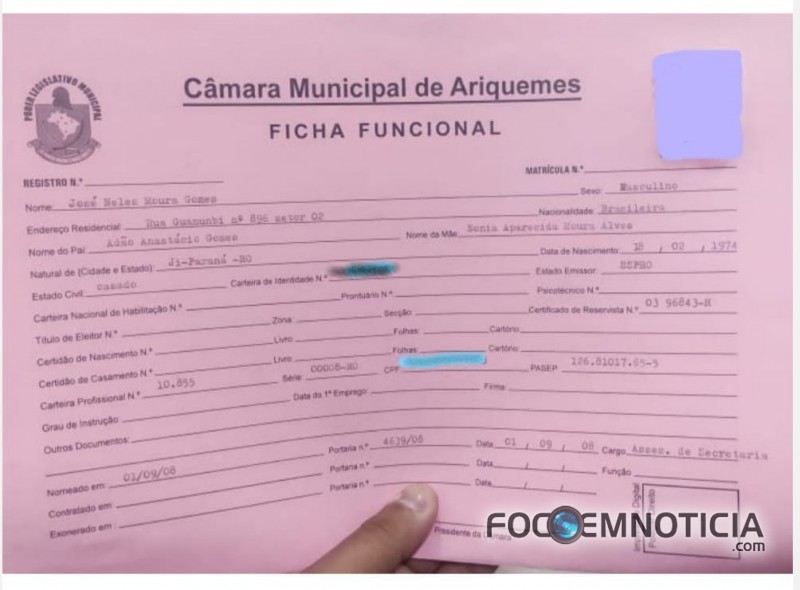 EU RECEBIA DA C&Acirc;MARA EM ARIQUEMES E N&Atilde;O SABIA, DENUNCIA FOI FEITA E POL&Iacute;CIA INVESTIGA O CASO