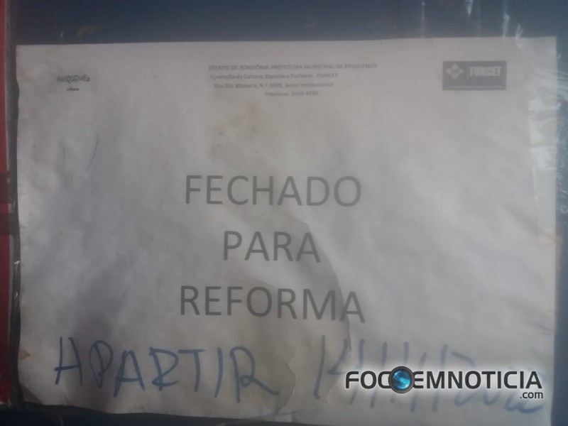 OBRA DE REFORMA DO MAN&Eacute; GARRINCHA EM ARIQUEMES CUSTAR&Aacute; MAIS DE 400 MIL REAIS E EST&Aacute; PARADA