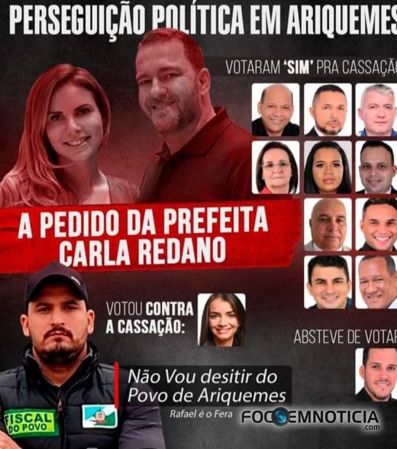 VEREADORES CASSAM MANDATO DE RAFAEL E ABREM CAMINHO PARA REELEI&Ccedil;&Atilde;O EM ARIQUEMES, CABE RECURSO