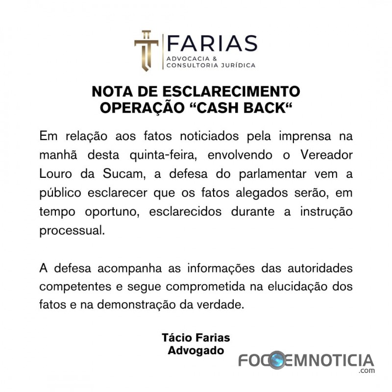 VEREADOR LORO &Eacute; AFASTADO DO  CARGO POR DETERMINA&Ccedil;&Atilde;O DA JUSTI&Ccedil;A, DEFESA DO EDIL SE PRONUNCIA