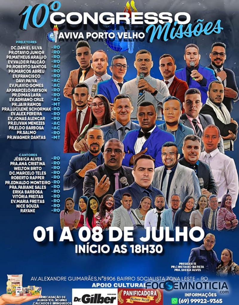PORTO VELHO SEDIA 10&ordm; CONGRESSO INTERNACIONAL DE MISS&Otilde;ES:  AVIVA PORTO VELHO