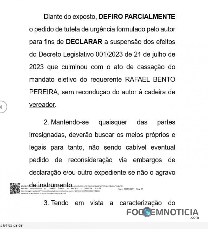 JUSTI&Ccedil;A SUSPENDE DECRETO DE CASSA&Ccedil;&Atilde;O E GARANTE RAFAEL NA DISPUTA PELA PREFEITURA EM ARIQUEMES